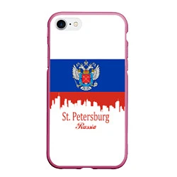 Чехол iPhone 7/8 матовый St. Petersburg: Russia, цвет: 3D-малиновый