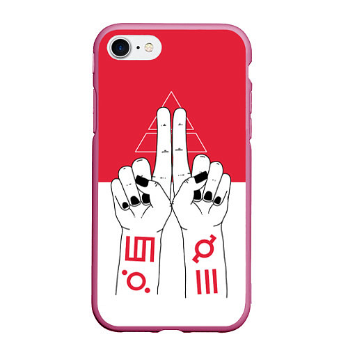 Чехол iPhone 7/8 матовый 30 STM: Faith Hands / 3D-Малиновый – фото 1