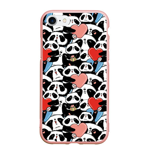 Чехол iPhone 7/8 матовый Funny Pandas / 3D-Светло-розовый – фото 1