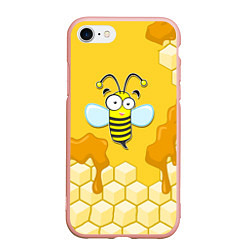 Чехол iPhone 7/8 матовый Веселая пчелка, цвет: 3D-светло-розовый