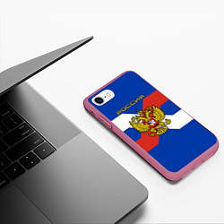 Чехол iPhone 7/8 матовый Спортивная Россия, цвет: 3D-малиновый — фото 2