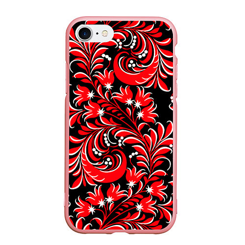 Чехол iPhone 7/8 матовый Хохлома красная / 3D-Баблгам – фото 1
