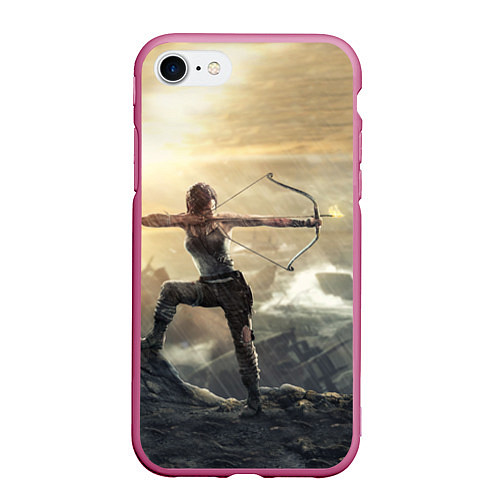 Чехол iPhone 7/8 матовый Tomb Raider / 3D-Малиновый – фото 1