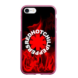 Чехол iPhone 7/8 матовый RHCP: Red Flame, цвет: 3D-малиновый