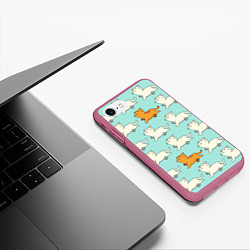 Чехол iPhone 7/8 матовый Облачные котейки, цвет: 3D-малиновый — фото 2