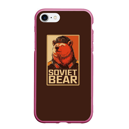 Чехол iPhone 7/8 матовый Soviet Bear / 3D-Малиновый – фото 1