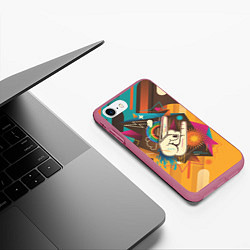 Чехол iPhone 7/8 матовый Ретро-музыка, цвет: 3D-малиновый — фото 2