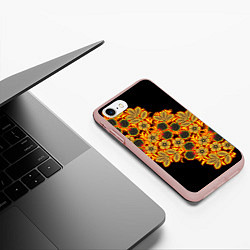 Чехол iPhone 7/8 матовый Славянская роспись, цвет: 3D-светло-розовый — фото 2