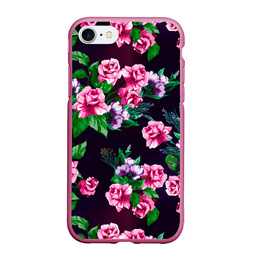 Чехол iPhone 7/8 матовый Розы во тьме / 3D-Малиновый – фото 1
