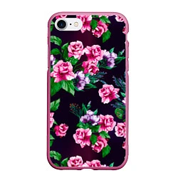 Чехол iPhone 7/8 матовый Розы во тьме, цвет: 3D-малиновый