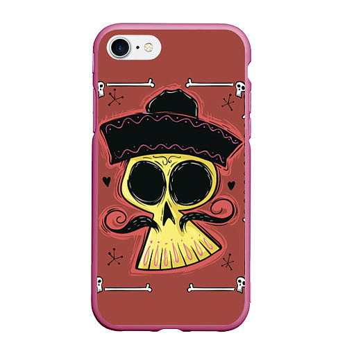 Чехол iPhone 7/8 матовый Dia de los Muertos / 3D-Малиновый – фото 1