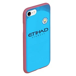 Чехол iPhone 7/8 матовый FC Man City: Home 18-19, цвет: 3D-малиновый — фото 2