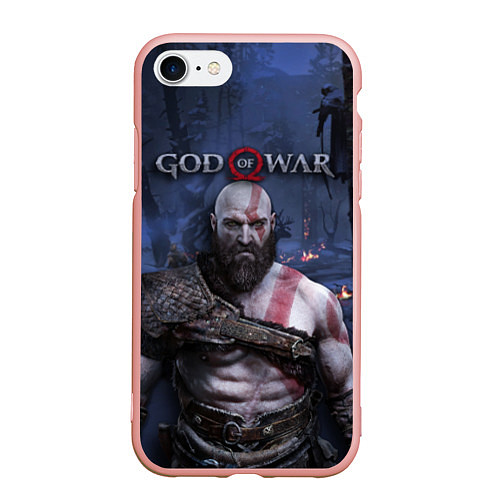 Чехол iPhone 7/8 матовый God of War: Kratos / 3D-Светло-розовый – фото 1