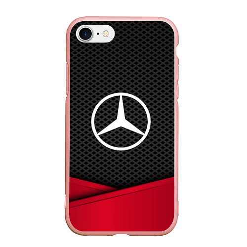 Чехол iPhone 7/8 матовый Mercedes Benz: Grey Carbon / 3D-Светло-розовый – фото 1