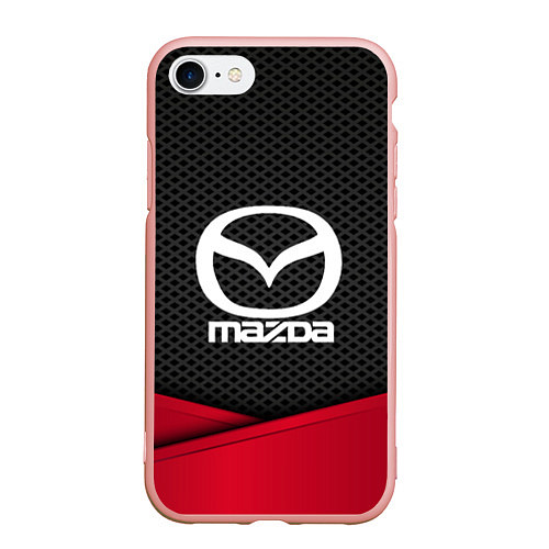 Чехол iPhone 7/8 матовый Mazda: Grey Carbon / 3D-Светло-розовый – фото 1