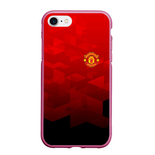 Чехол iPhone 7/8 матовый FC Man UTD: Red Poly / 3D-Малиновый – фото 1