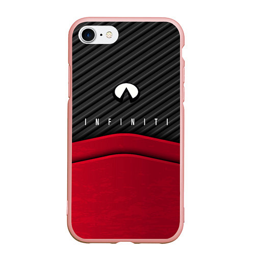 Чехол iPhone 7/8 матовый Infiniti: Red Carbon / 3D-Светло-розовый – фото 1