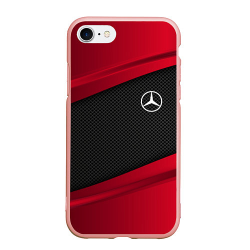 Чехол iPhone 7/8 матовый Mercedes Benz: Red Sport / 3D-Светло-розовый – фото 1