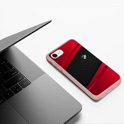 Чехол iPhone 7/8 матовый BMW Sport, цвет: 3D-светло-розовый — фото 2