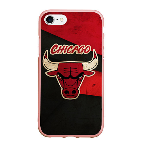 Чехол iPhone 7/8 матовый Chicago Bulls: Old Style / 3D-Светло-розовый – фото 1