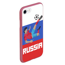 Чехол iPhone 7/8 матовый Russia Footballer, цвет: 3D-малиновый — фото 2