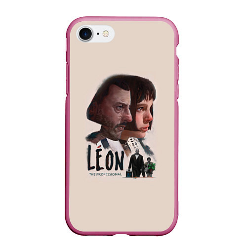 Чехол iPhone 7/8 матовый Leon / 3D-Малиновый – фото 1