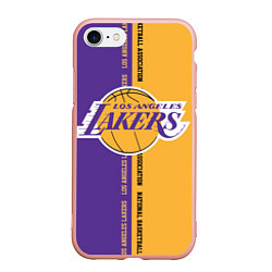 Чехол iPhone 7/8 матовый NBA: LA Lakers, цвет: 3D-светло-розовый