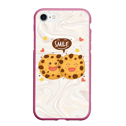 Чехол iPhone 7/8 матовый Smile Cookies / 3D-Малиновый – фото 1