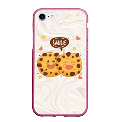Чехол iPhone 7/8 матовый Smile Cookies, цвет: 3D-малиновый