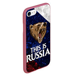 Чехол iPhone 7/8 матовый Russia: Roaring Bear, цвет: 3D-малиновый — фото 2