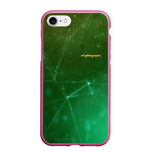 Чехол iPhone 7/8 матовый Cyberpunk 2077: Green Network / 3D-Малиновый – фото 1