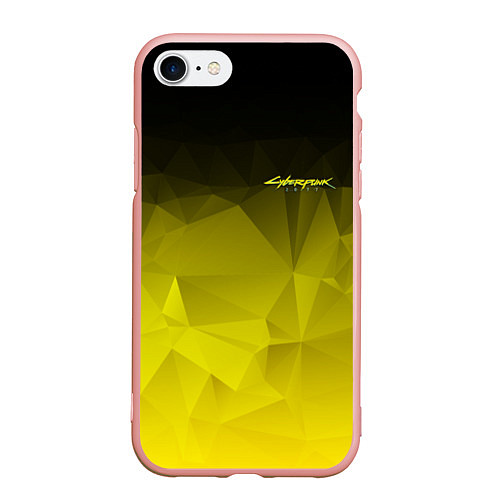 Чехол iPhone 7/8 матовый Cyberpunk 2077: Yellow Poly / 3D-Светло-розовый – фото 1