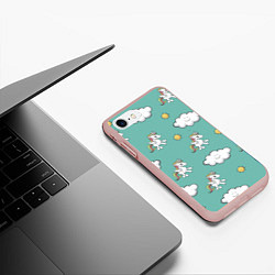 Чехол iPhone 7/8 матовый Love of Unicorns, цвет: 3D-светло-розовый — фото 2