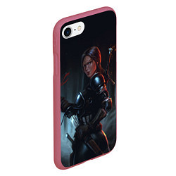 Чехол iPhone 7/8 матовый The Witcher 3: Warrior Woman, цвет: 3D-малиновый — фото 2