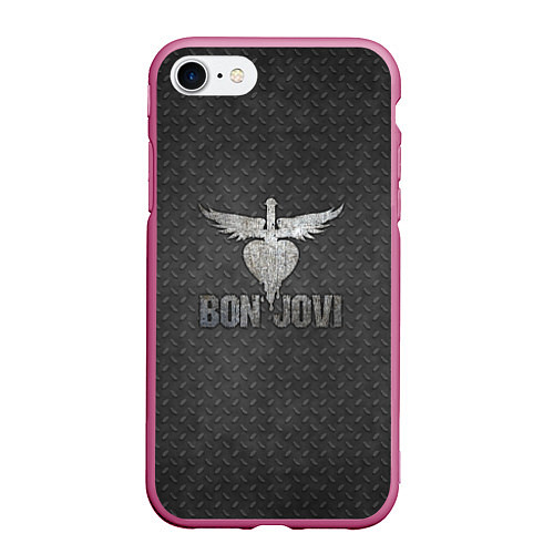 Чехол iPhone 7/8 матовый Bon Jovi: Metallic Style / 3D-Малиновый – фото 1