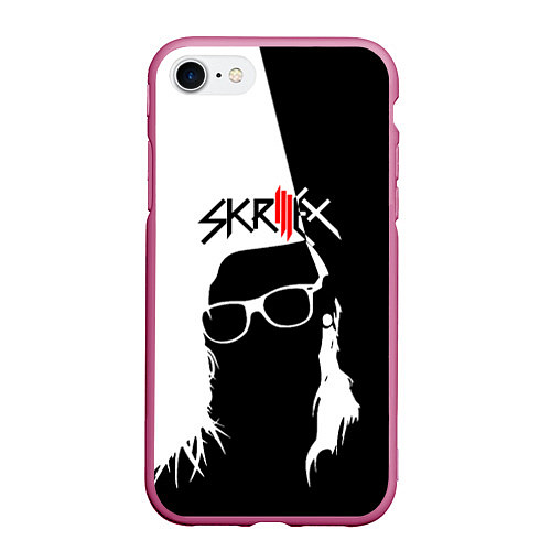 Чехол iPhone 7/8 матовый Skrillex: Black & White / 3D-Малиновый – фото 1