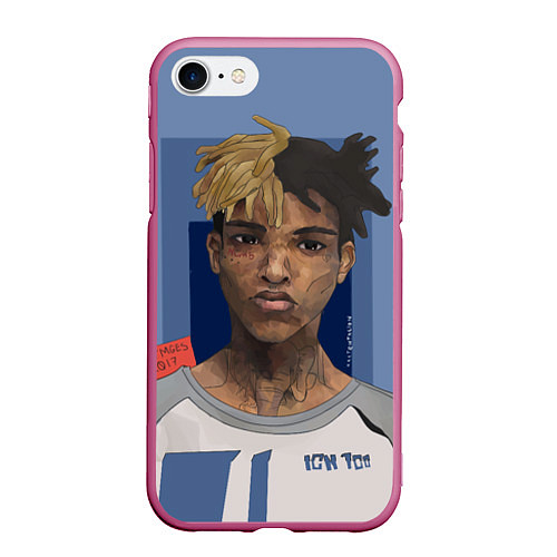 Чехол iPhone 7/8 матовый XXXTentacion Art / 3D-Малиновый – фото 1