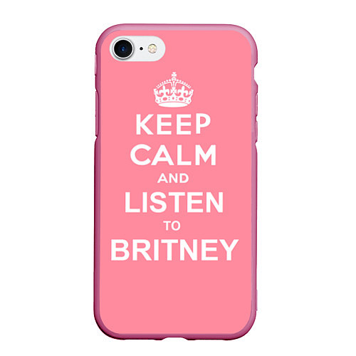 Чехол iPhone 7/8 матовый Keep Calm & Listen to Britney / 3D-Малиновый – фото 1