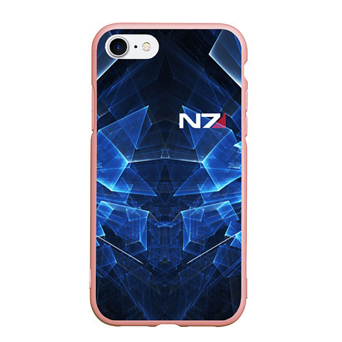 Чехол iPhone 7/8 матовый Mass Effect: Blue Armor N7 / 3D-Светло-розовый – фото 1