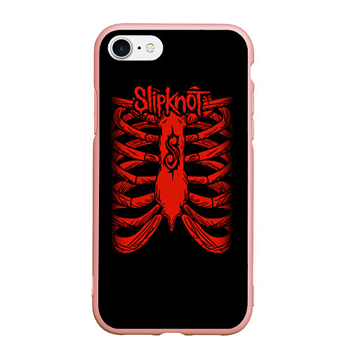 Чехол iPhone 7/8 матовый Slipknot Skeleton / 3D-Светло-розовый – фото 1