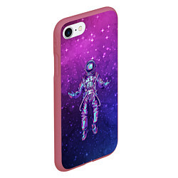 Чехол iPhone 7/8 матовый Неоновый космос, цвет: 3D-малиновый — фото 2