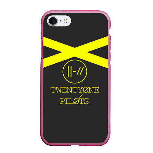 Чехол iPhone 7/8 матовый Twenty One Pilots: Yellow Lines / 3D-Малиновый – фото 1