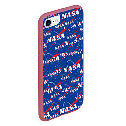 Чехол iPhone 7/8 матовый NASA: Logo Pattern, цвет: 3D-малиновый — фото 2