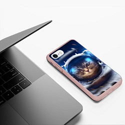 Чехол iPhone 7/8 матовый Кот-космонавт, цвет: 3D-светло-розовый — фото 2