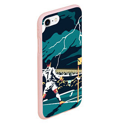 Чехол iPhone 7/8 матовый Ronaldo lightning, цвет: 3D-светло-розовый — фото 2