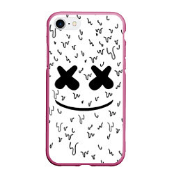 Чехол iPhone 7/8 матовый Marshmello: Liquid Face, цвет: 3D-малиновый