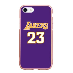 Чехол iPhone 7/8 матовый NBA Lakers 23, цвет: 3D-светло-розовый