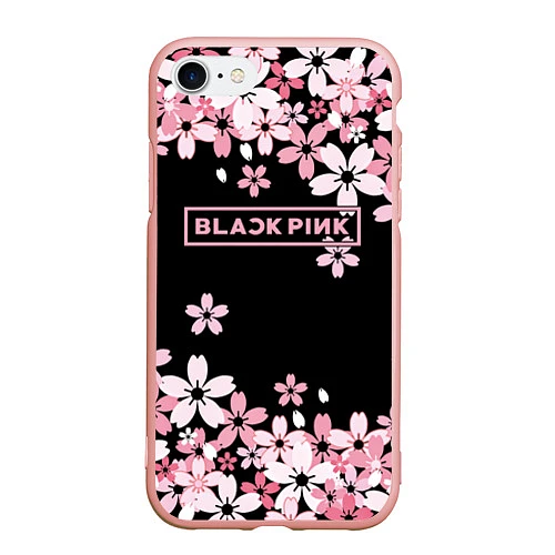 Чехол iPhone 7/8 матовый Black Pink: Pink Sakura / 3D-Светло-розовый – фото 1