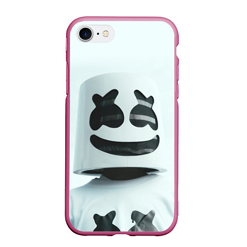 Чехол iPhone 7/8 матовый Satisfied Marshmello / 3D-Малиновый – фото 1