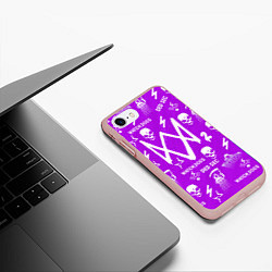 Чехол iPhone 7/8 матовый Watch Dogs 2: Violet Pattern, цвет: 3D-светло-розовый — фото 2